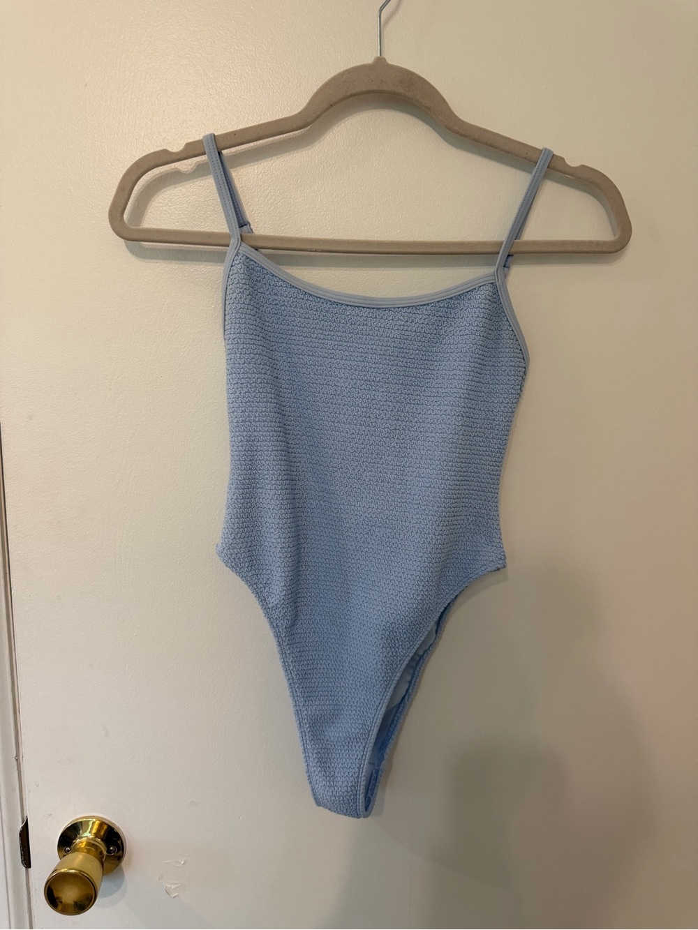 Light Blue Girls' Textured One-Piece Swimsuit